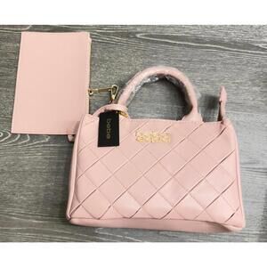 BEBE Everett SM Satchel Crossbody Blush With Zippered Pouch And Strap